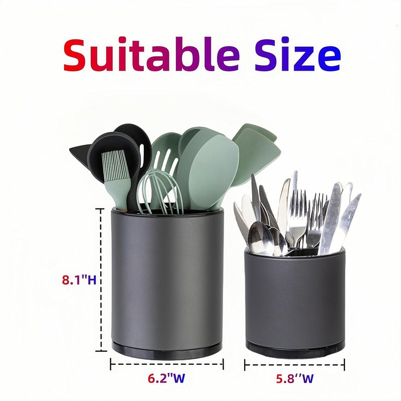 LIBODOUR Utensil Holder,Extra Large Utensil Holder for Kitchen Counter, Silverware Organizer, Stainless Steel Storage Cooking Caddy Flatware Spoon Spatula Tool Cutlery Container(2 Set) - Image 4